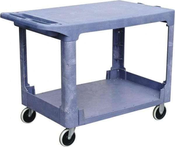 Value Collection - 500 Lb Capacity, 26" Wide x 46" Long x 33" High Shelf Cart - 2 Shelf, Plastic, 2 Rigid/2 Swivel Casters - USA Tool & Supply