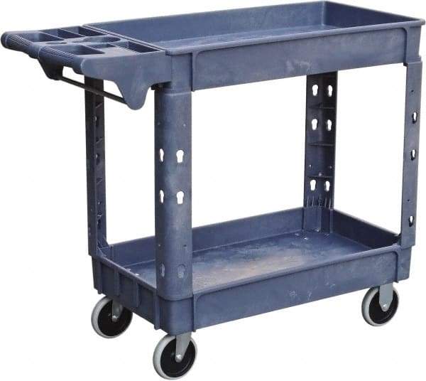 Value Collection - 500 Lb Capacity, 17" Wide x 39-3/4" Long x 33-1/4" High Shelf Cart - 2 Shelf, Plastic, 2 Rigid/2 Swivel Casters - USA Tool & Supply