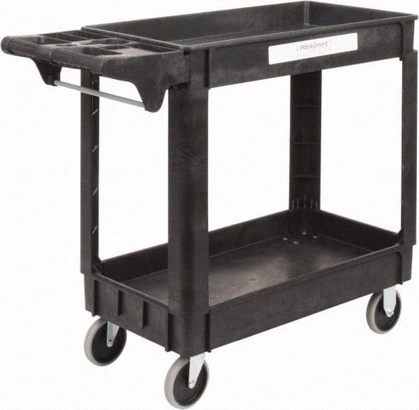 Value Collection - 500 Lb Capacity, 17" Wide x 39-3/4" Long x 33-1/4" High Shelf Cart - 2 Shelf, Plastic, 2 Rigid/2 Swivel Casters - USA Tool & Supply