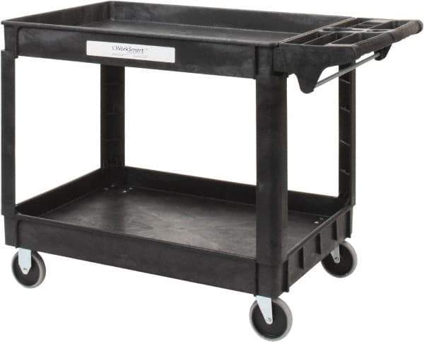 Value Collection - 500 Lb Capacity, 25-1/2" Wide x 46" Long x 33-1/4" High Shelf Cart - 2 Shelf, Plastic, 2 Rigid/2 Swivel Casters - USA Tool & Supply