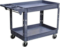 Value Collection - 500 Lb Capacity, 25-1/2" Wide x 46" Long x 33-1/4" High Shelf Cart - 2 Shelf, Plastic, 2 Rigid/2 Swivel Casters - USA Tool & Supply