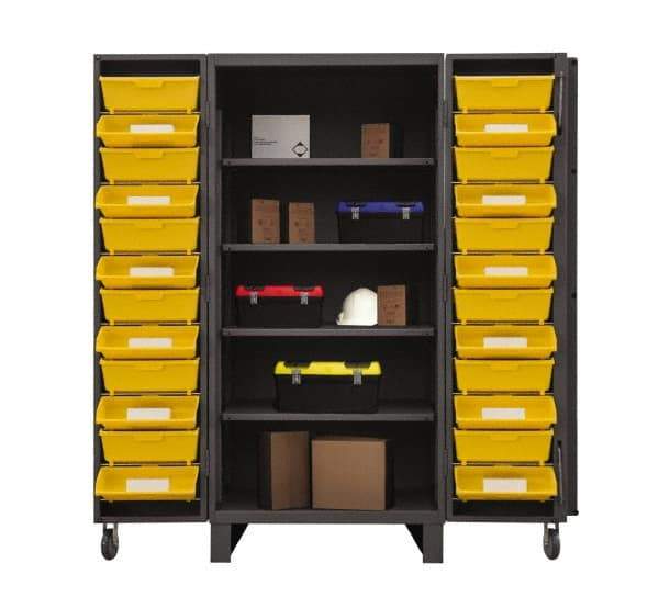 Durham - 4 Shelf 24 Bin Storage Cabinet - Steel, 36" Wide x 36" Deep x 78" High, Gray - USA Tool & Supply