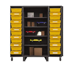 Durham - 4 Shelf 24 Bin Storage Cabinet - Steel, 36" Wide x 36" Deep x 78" High, Gray - USA Tool & Supply