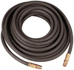 Value Collection - 1/2" ID x 0.787" OD 25' Long Multipurpose Air Hose - MNPT x MNPT Ends, 200 Working psi, 1/2" Fitting, Black - USA Tool & Supply