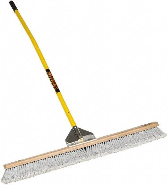 SEYMOUR-MIDWEST - 24" Fine Particle Polypropylene Push Broom - 3" Bristle Length, Wood Block, Bolt-On Handle Connection, Handle Included - USA Tool & Supply