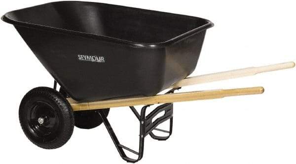 SEYMOUR-MIDWEST - 10 Cu Ft Capacity Wheelbarrow with 8" Pneumatic Wheel - Wood Handle, 59-3/4" Long x 35-1/4" Wide x 19-1/4" High, Black - USA Tool & Supply