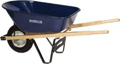 SEYMOUR-MIDWEST - 6 Cu Ft Capacity Wheelbarrow with 8" Pneumatic Wheel - Wood Handle, 59-3/4" Long x 25" Wide x 13-1/4" High, Blue - USA Tool & Supply