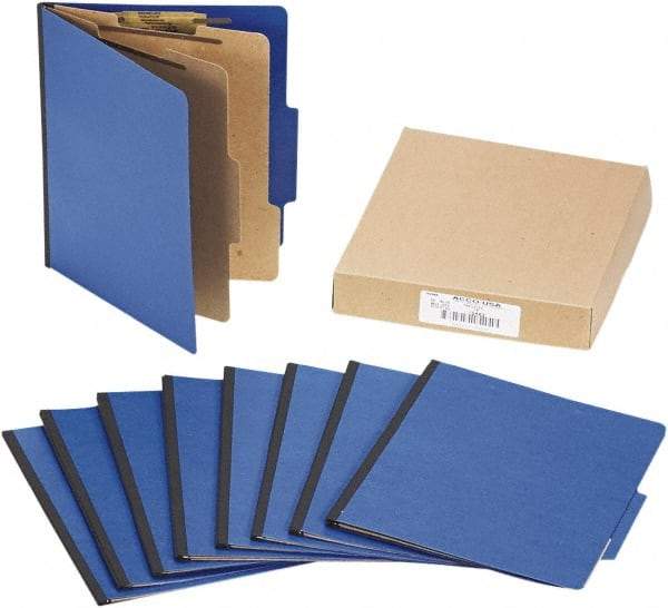 ACCO - 11 x 8 1/2", Letter Size, Dark Blue, File Folders with Top Tab - Right of Center Tab Cut Location - USA Tool & Supply