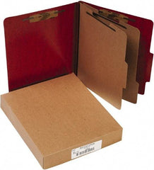 ACCO - 11 x 8 1/2", Letter Size, Red, File Folders with Top Tab - Right of Center Tab Cut Location - USA Tool & Supply