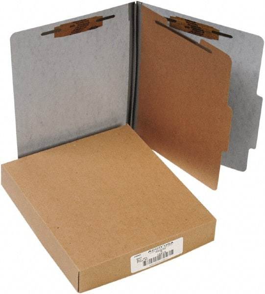 ACCO - 11 x 8 1/2", Letter Size, Gray, File Folders with Top Tab - Right of Center Tab Cut Location - USA Tool & Supply