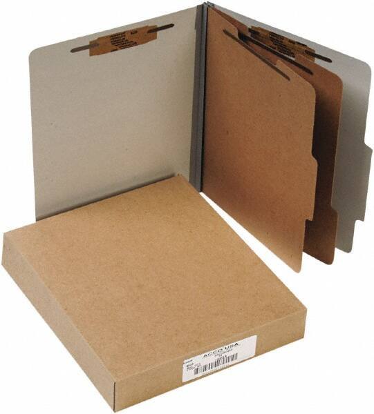 ACCO - 11 x 8 1/2", Letter Size, Gray, File Folders with Top Tab - Right of Center Tab Cut Location - USA Tool & Supply