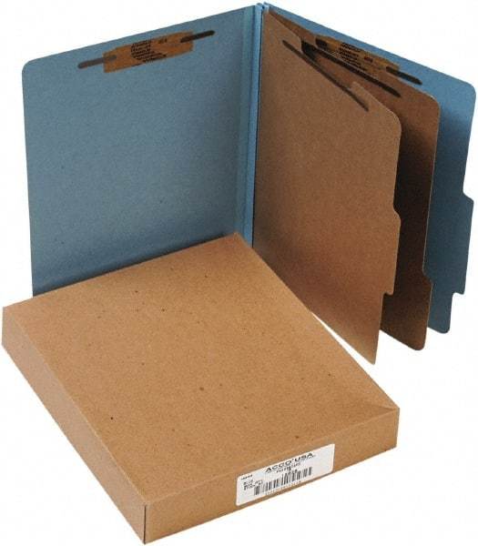 ACCO - 11 x 8 1/2", Letter Size, Sky Blue, File Folders with Top Tab - Right of Center Tab Cut Location - USA Tool & Supply