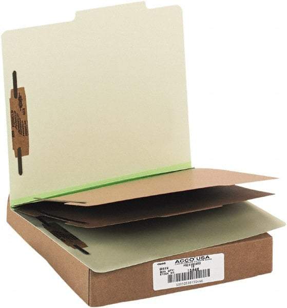 ACCO - 11 x 8 1/2", Letter Size, Leaf Green, File Folders with Top Tab - Right of Center Tab Cut Location - USA Tool & Supply