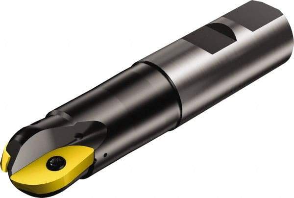 Sandvik Coromant - 1/2" Cut Diam, 11.2776mm Max Depth of Cut, 3/4" Shank Diam, 108.75mm OAL, Indexable Ball Nose End Mill - 24.7mm Head Length, Weldon Flat Shank, RA216..Mxx Toolholder, RA216-1302 Insert - USA Tool & Supply