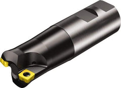Sandvik Coromant - 1-1/4" Cut Diam, 8mm Max Depth of Cut, 1-1/4" Shank Diam, 4.282" OAL, Indexable Chamfer & Angle End Mill - Multiple Insert Styles, Weldon Shank, 10° Lead Angle, Through Coolant - USA Tool & Supply