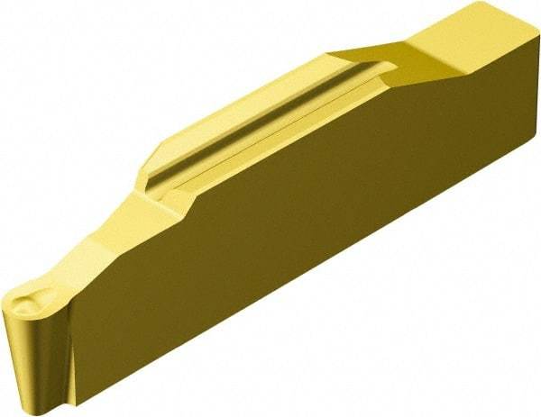 Sandvik Coromant - 0200R123 Grade S05F, 2mm Cutting Width Carbide Grooving Insert - 5mm Max Depth of Cut, Right Hand, 1mm Corner Radius, TiCN/Al2O3/TiN Finish - USA Tool & Supply