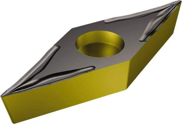 Sandvik Coromant - VBGT332 UM Grade 1515 Carbide Turning Insert - TiCN/Al2O3/TiN Finish, 35° Diamond, 3/8" Inscr Circle, 3/16" Thick, 1/32" Corner Radius - USA Tool & Supply