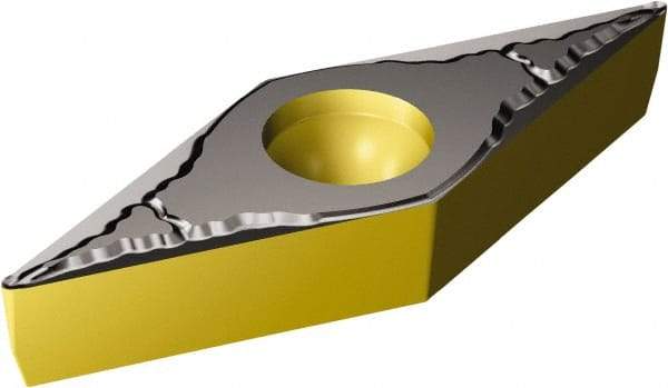 Sandvik Coromant - VBMT332 KM Grade 3225 Carbide Turning Insert - TiCN/Al2O3/TiN Finish, 35° Diamond, 3/8" Inscr Circle, 3/16" Thick, 1/32" Corner Radius - USA Tool & Supply