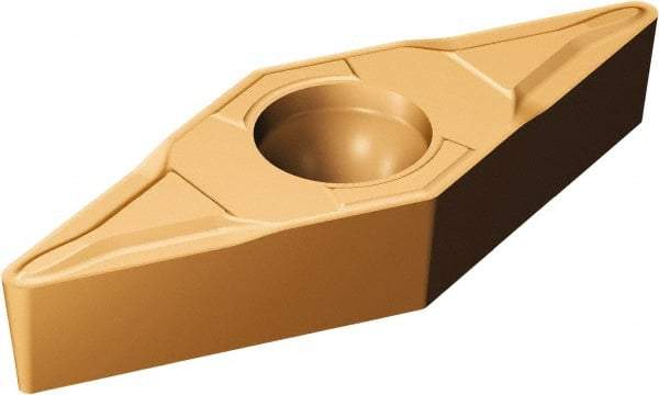 Sandvik Coromant - VCMT221 MF Grade 1125 Carbide Turning Insert - TiAlN/AlCr2O3 Finish, 35° Diamond, 1/4" Inscr Circle, 1/8" Thick, 1/64" Corner Radius - USA Tool & Supply