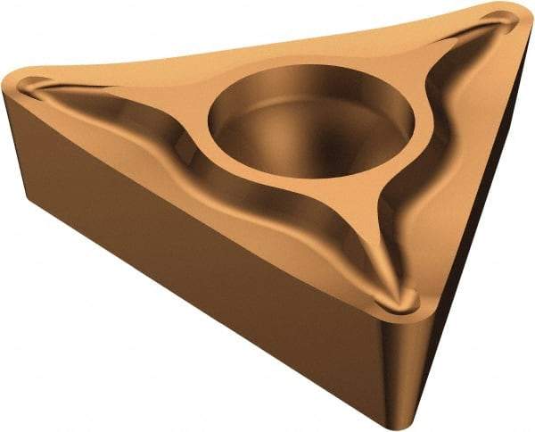 Sandvik Coromant - TCGT2203 UM Grade 1125 Carbide Turning Insert - TiAlN/AlCr2O3 Finish, 60° Triangle, 1/4" Inscr Circle, 1/8" Thick, 0.1mm Corner Radius - USA Tool & Supply