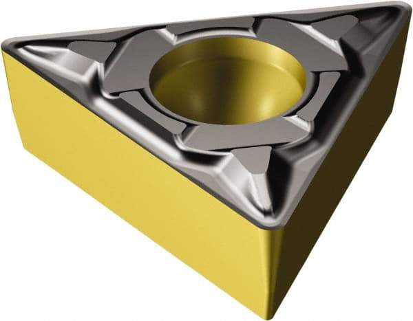 Sandvik Coromant - TCMT1.81.50 PF Grade 1515 Carbide Turning Insert - TiCN/Al2O3/TiN Finish, 60° Triangle, 7/32" Inscr Circle, 3/32" Thick, 0.2mm Corner Radius - USA Tool & Supply