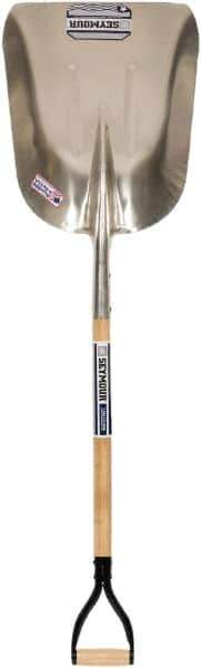 SEYMOUR-MIDWEST - 20" High x 15-1/8" Wide Square Aluminum Scoop - 36" Long Wood D-Grip Handle, No Step - USA Tool & Supply