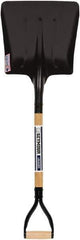 SEYMOUR-MIDWEST - 14-1/2" High x 13-1/2" Wide Square Steel Scoop - 29" Long Wood D-Grip Handle, No Step - USA Tool & Supply