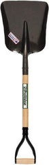 SEYMOUR-MIDWEST - 14" High x 11-1/4" Wide Square Steel Scoop - 26" Long Wood D-Grip Handle, No Step - USA Tool & Supply