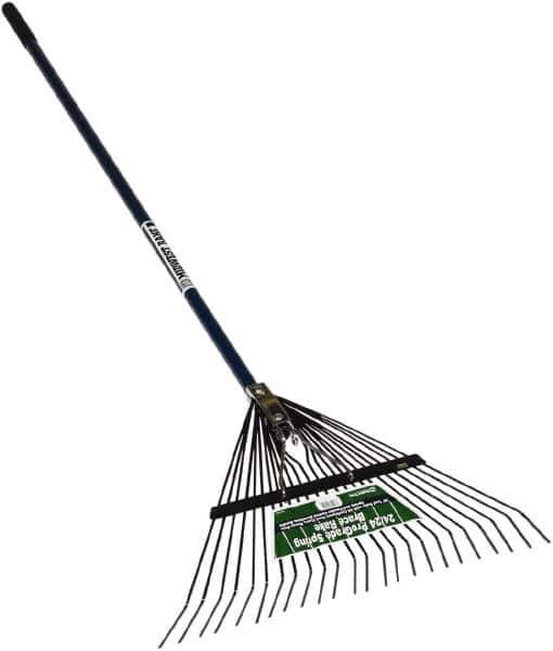 SEYMOUR-MIDWEST - Spring Brace Rake with 54" Straight Aluminum Handle - 1/2" Blade Width, 24 Tines, 13" Tine Length - USA Tool & Supply