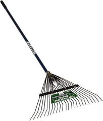 SEYMOUR-MIDWEST - Spring Brace Rake with 54" Straight Aluminum Handle - 1/2" Blade Width, 24 Tines, 13" Tine Length - USA Tool & Supply