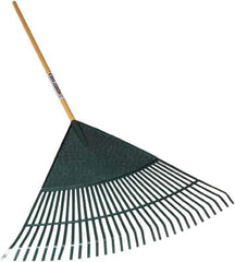 SEYMOUR-MIDWEST - Leaf Rake with 48" Straight Wood Handle - 1/2" Blade Width, 30 Tines, 21" Tine Length - USA Tool & Supply