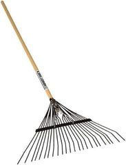 SEYMOUR-MIDWEST - Leaf Rake with 54" Straight Wood Handle - 1/2" Blade Width, 24 Tines, 10" Tine Length - USA Tool & Supply