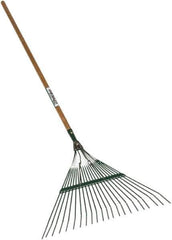 SEYMOUR-MIDWEST - Leaf Rake with 48" Straight Wood Handle - 1/2" Blade Width, 22 Tines, 16" Tine Length - USA Tool & Supply