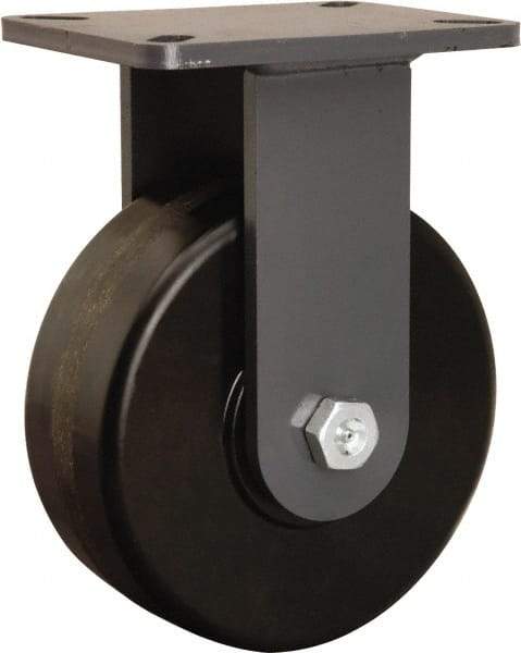 Hamilton - 8" Diam x 3" Wide x 10-1/2" OAH Top Plate Mount Rigid Caster - Phenolic, 3,000 Lb Capacity, Tapered Roller Bearing, 5-1/4 x 7-1/4" Plate - USA Tool & Supply