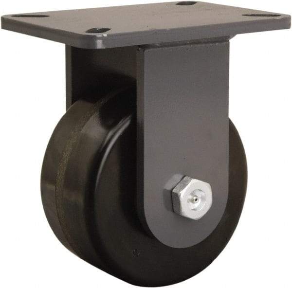 Hamilton - 6" Diam x 3" Wide x 8" OAH Top Plate Mount Rigid Caster - Phenolic, 2,000 Lb Capacity, Tapered Roller Bearing, 5-1/4 x 7-1/4" Plate - USA Tool & Supply