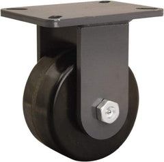 Hamilton - 6" Diam x 3" Wide x 8" OAH Top Plate Mount Rigid Caster - Phenolic, 2,000 Lb Capacity, Tapered Roller Bearing, 5-1/4 x 7-1/4" Plate - USA Tool & Supply
