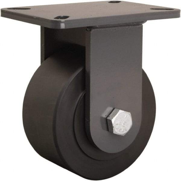 Hamilton - 6" Diam x 3" Wide x 8" OAH Top Plate Mount Rigid Caster - Nylon, 5,400 Lb Capacity, Precision Ball Bearing, 5-1/4 x 7-1/4" Plate - USA Tool & Supply