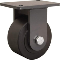 Hamilton - 6" Diam x 3" Wide x 8" OAH Top Plate Mount Rigid Caster - Nylon, 5,400 Lb Capacity, Precision Ball Bearing, 5-1/4 x 7-1/4" Plate - USA Tool & Supply