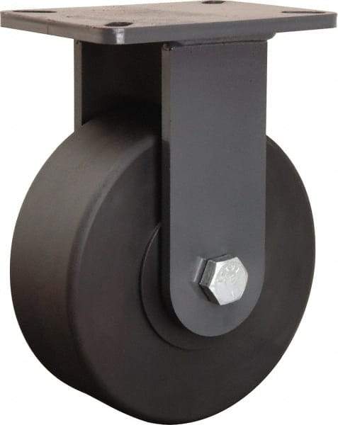 Hamilton - 8" Diam x 3" Wide x 10-1/2" OAH Top Plate Mount Rigid Caster - Nylon, 6,000 Lb Capacity, Precision Ball Bearing, 5-1/4 x 7-1/4" Plate - USA Tool & Supply