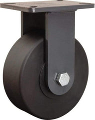 Hamilton - 10" Diam x 3" Wide x 12-1/2" OAH Top Plate Mount Rigid Caster - Nylon, 5,000 Lb Capacity, Precision Ball Bearing, 5-1/4 x 7-1/4" Plate - USA Tool & Supply