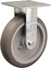 Hamilton - 8" Diam x 2" Wide x 9-1/2" OAH Top Plate Mount Rigid Caster - Rubber Mold on Polyolefin, 500 Lb Capacity, Straight Roller Bearing, 5 x 5-1/2" Plate - USA Tool & Supply