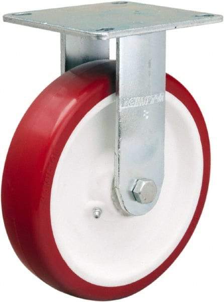 Hamilton - 8" Diam x 2" Wide x 9-1/2" OAH Top Plate Mount Rigid Caster - Polyurethane Mold on Polypropylene, 900 Lb Capacity, Straight Roller Bearing, 5 x 5-1/2" Plate - USA Tool & Supply