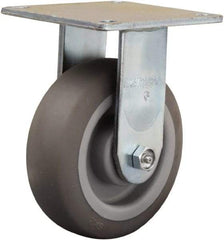 Hamilton - 6" Diam x 2" Wide x 7-1/2" OAH Top Plate Mount Rigid Caster - Rubber Mold on Polyolefin, 410 Lb Capacity, Straight Roller Bearing, 5 x 5-1/2" Plate - USA Tool & Supply