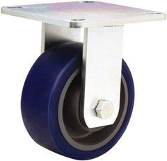 Hamilton - 5" Diam x 2" Wide x 6-1/2" OAH Top Plate Mount Rigid Caster - Polyurethane Mold onto Cast Iron Center, 840 Lb Capacity, Sealed Precision Ball Bearing, 5 x 5-1/2" Plate - USA Tool & Supply