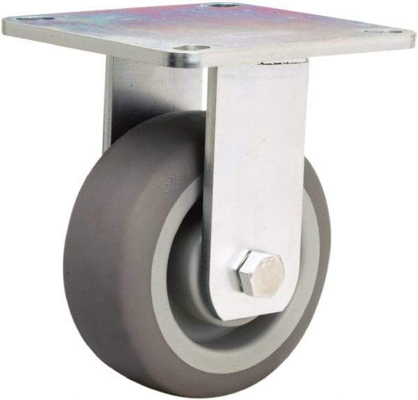 Hamilton - 5" Diam x 2" Wide x 6-1/2" OAH Top Plate Mount Rigid Caster - Rubber Mold on Polyolefin, 350 Lb Capacity, Straight Roller Bearing, 5 x 5-1/2" Plate - USA Tool & Supply