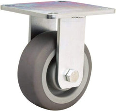 Hamilton - 5" Diam x 2" Wide x 6-1/2" OAH Top Plate Mount Rigid Caster - Rubber Mold on Polyolefin, 350 Lb Capacity, Straight Roller Bearing, 5 x 5-1/2" Plate - USA Tool & Supply