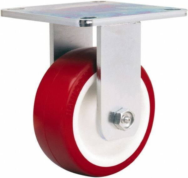 Hamilton - 5" Diam x 2" Wide x 6-1/2" OAH Top Plate Mount Rigid Caster - Polyurethane Mold on Polypropylene, 900 Lb Capacity, Straight Roller Bearing, 5 x 5-1/2" Plate - USA Tool & Supply