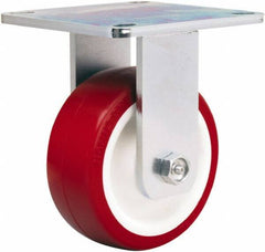 Hamilton - 5" Diam x 2" Wide x 6-1/2" OAH Top Plate Mount Rigid Caster - Polyurethane Mold on Polypropylene, 900 Lb Capacity, Straight Roller Bearing, 5 x 5-1/2" Plate - USA Tool & Supply