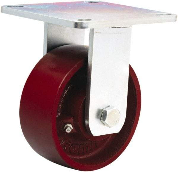 Hamilton - 5" Diam x 2" Wide x 6-1/2" OAH Top Plate Mount Rigid Caster - Cast Iron, 900 Lb Capacity, Sealed Precision Ball Bearing, 5 x 5-1/2" Plate - USA Tool & Supply