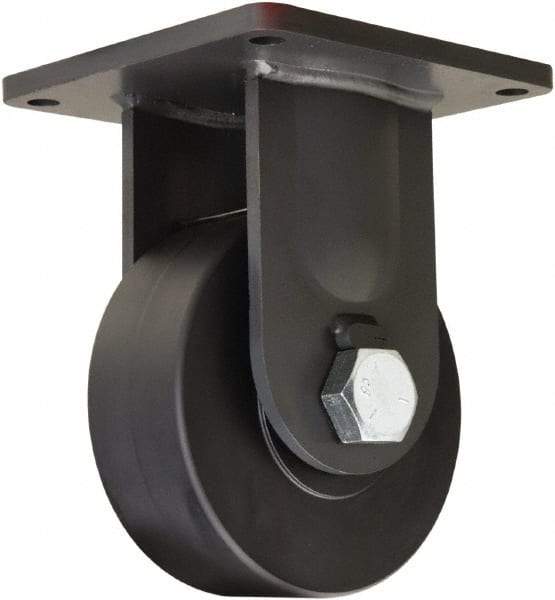 Hamilton - 8" Diam x 3" Wide x 11" OAH Top Plate Mount Rigid Caster - Nylon, 7,200 Lb Capacity, Precision Ball Bearing, 8-1/2 x 8-1/2" Plate - USA Tool & Supply
